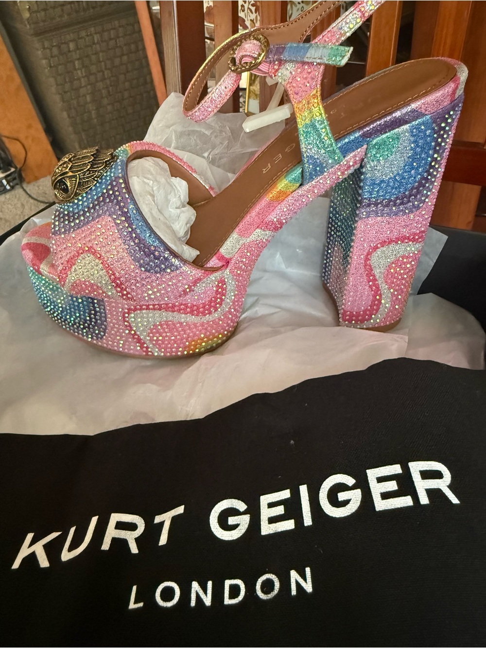 Kurt Geiger Multicolor Crystal Platform Sandals - Picture 5 of 5